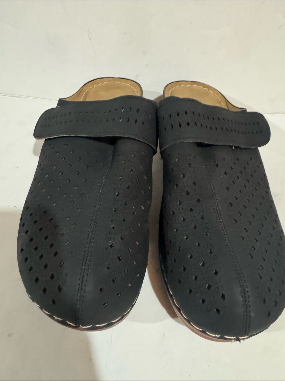 Women's Black Perforated Slip-On Mules